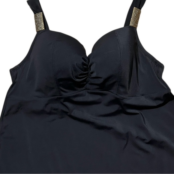 LANE BRYANT Black Tankini Swimsuit Top 38DDD Balconette Bra Underwire Adjustable - Picture 5 of 10